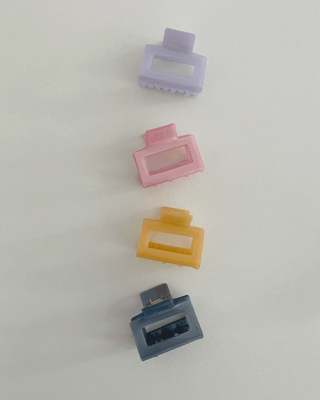 셀룰로이드 젤리 사각 반묶음핀 집게핀 (4color) 엣더룸