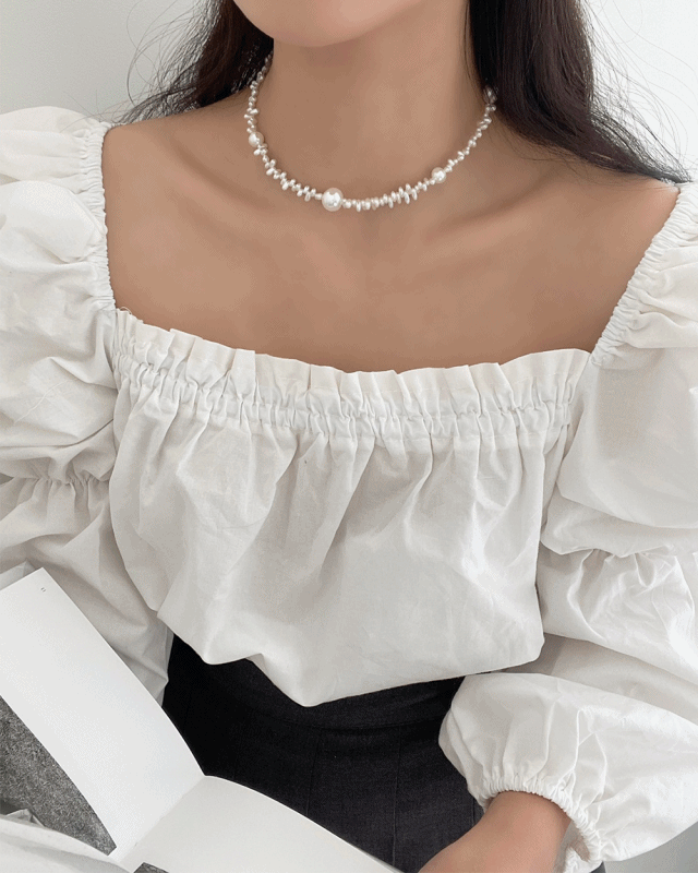엣더룸 - [써지컬스틸] zigzag pearl necklace