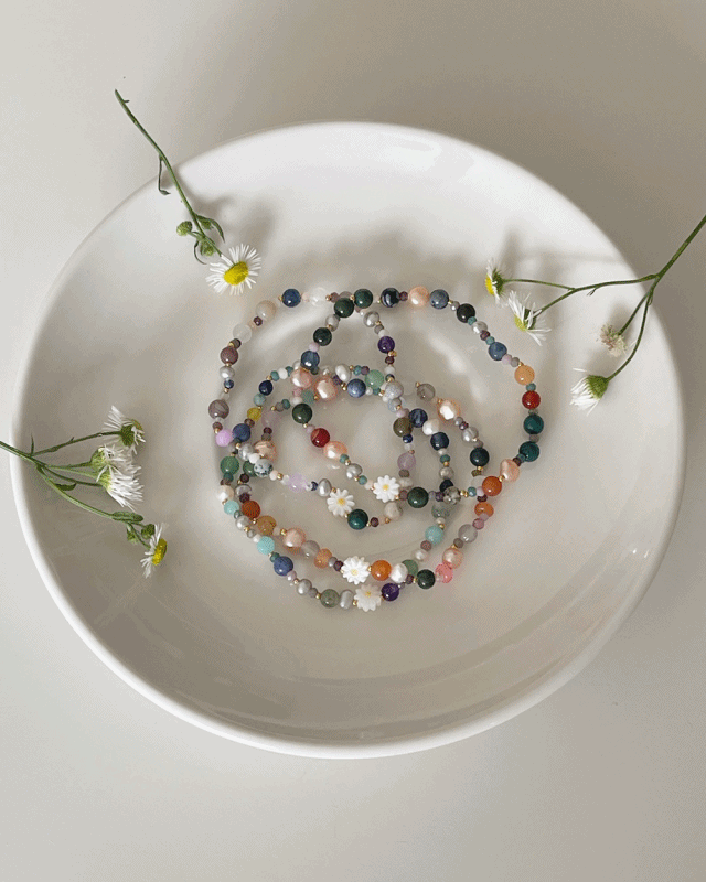 엣더룸 - [컬러추가/담수진주,천연원석] daisy gem bracelet (4color)